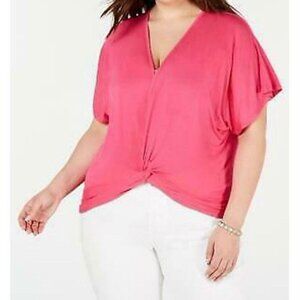 Planet Gold Magenta Top Short Sleeve Wrap Plus Size 2X Women's Blouses